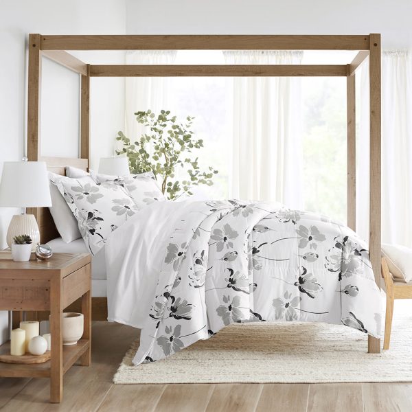 Magnolia Grey Patterned Down-Alternative Comforter Set For Cheap - Image 2