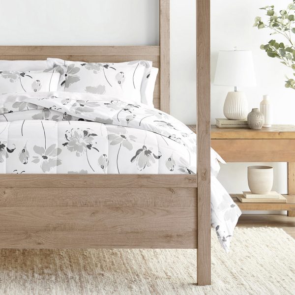 Magnolia Grey Patterned Down-Alternative Comforter Set For Cheap - Image 4