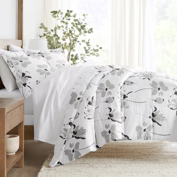 Magnolia Grey Patterned Down-Alternative Comforter Set For Cheap