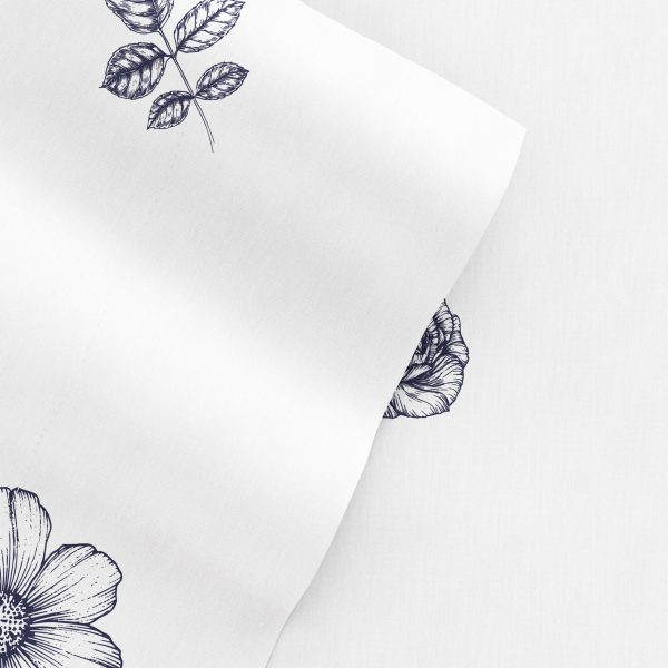 Indigo Flowers Pattern 4-Piece Sheet Set (Sale) Online Sale - Image 2
