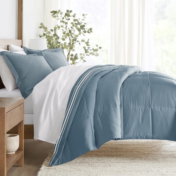 Soft Stripe Reversible Down-Alternative Comforter Set For Sale - Image 4