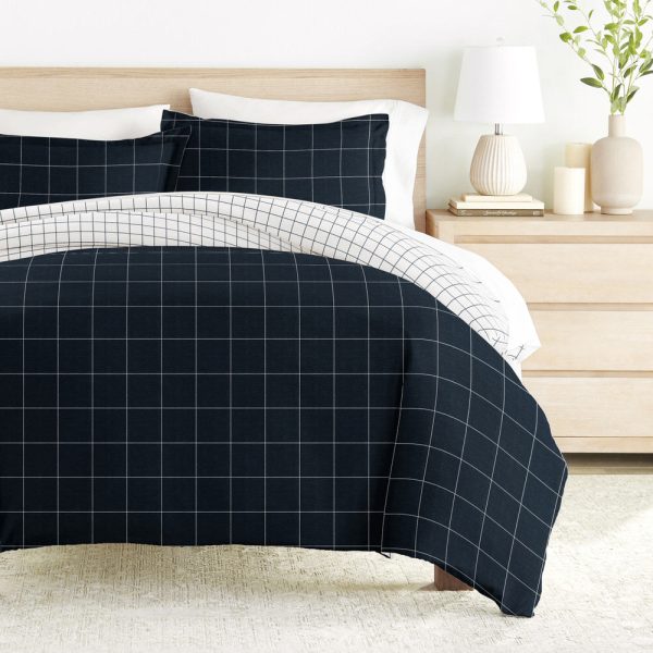 Rustic Windowpane Pattern 3-Piece Reversible Duvet Cover Set (Sale) Sale