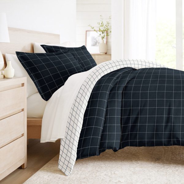 Rustic Windowpane Pattern 3-Piece Reversible Duvet Cover Set (Sale) Sale - Image 3