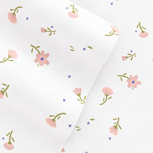 Soft Floral Pattern 4-Piece Sheet Set - Light Blue (Twin, Full, Queen) & Pink (Queen) Sale - Image 3