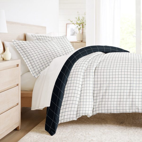 Rustic Windowpane Pattern 3-Piece Reversible Duvet Cover Set (Sale) Sale - Image 4