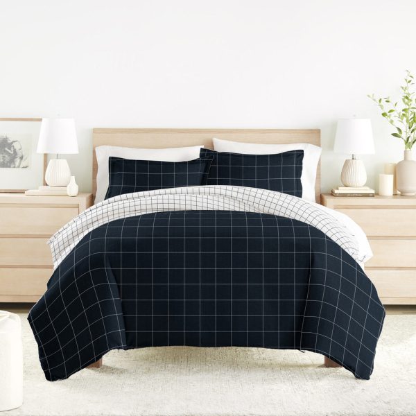 Rustic Windowpane Pattern 3-Piece Reversible Duvet Cover Set (Sale) Sale - Image 5