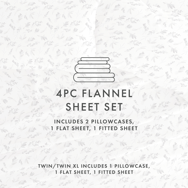 Botanical 4-Piece Flannel Sheet Set (Sale) Online Hot Sale - Image 5