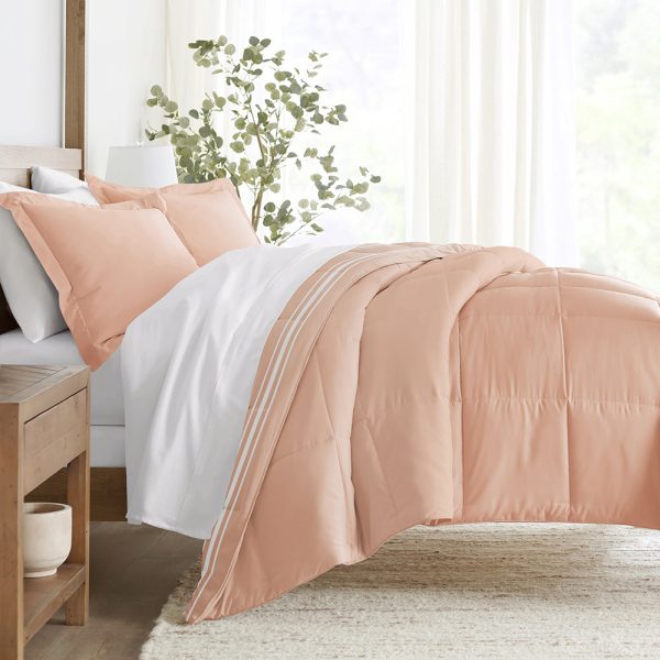 Soft Stripe Reversible Down-Alternative Comforter Set For Sale - Image 3