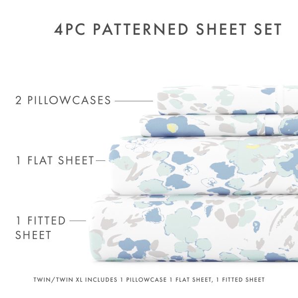 Violets Pattern 4-Piece Sheet Set Online now - Image 5