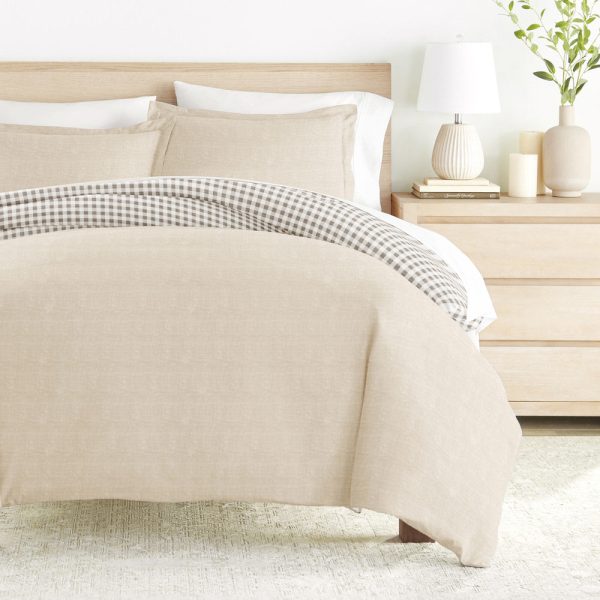 Gingham Check Pattern 3-Piece Reversible Duvet Cover Set Online Sale - Image 2