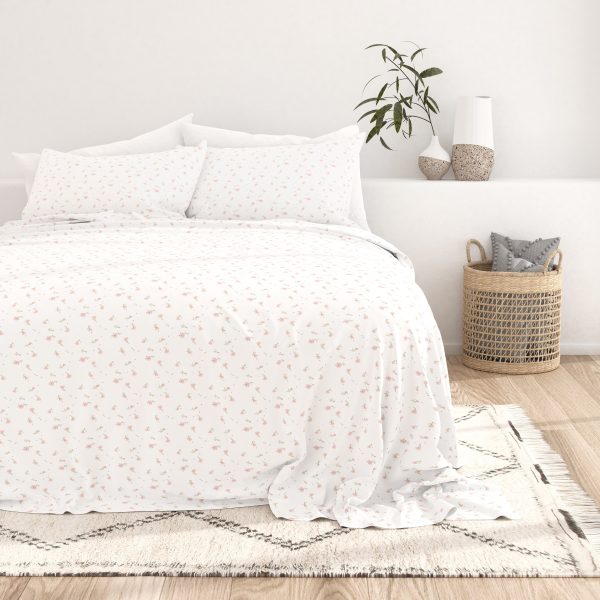 Soft Floral Pattern 4-Piece Sheet Set - Light Blue (Twin, Full, Queen) & Pink (Queen) Sale - Image 5