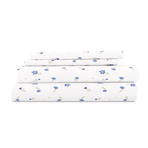 Soft Floral Pattern 4-Piece Sheet Set - Light Blue (Twin, Full, Queen) & Pink (Queen) Sale - Image 2