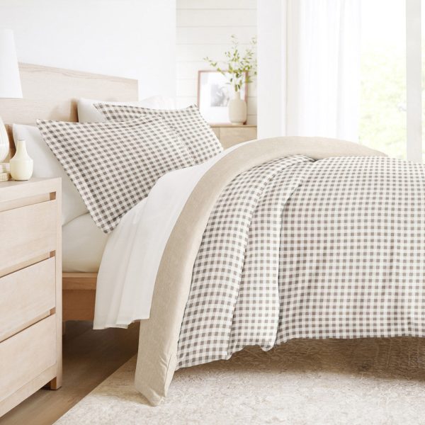 Gingham Check Pattern 3-Piece Reversible Duvet Cover Set Online Sale - Image 3