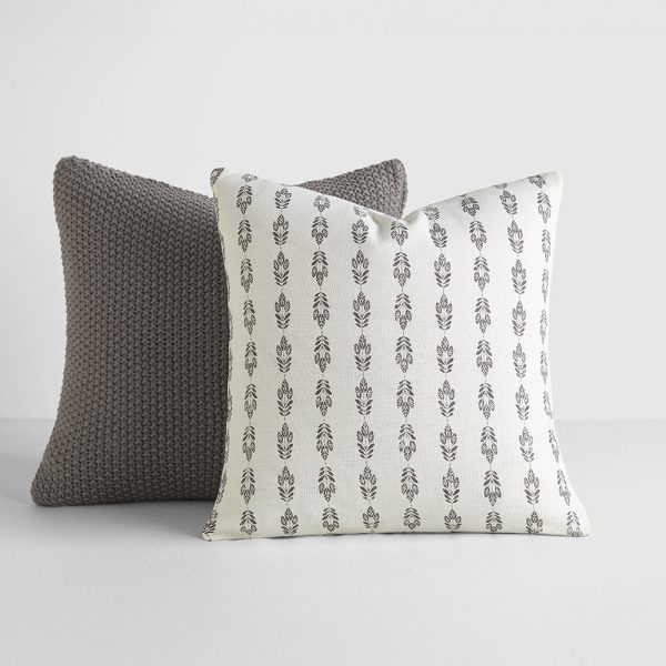2-Pack Seed Stitch Knit With Folk Leaves Décor Throw Pillows (Sale) For Cheap