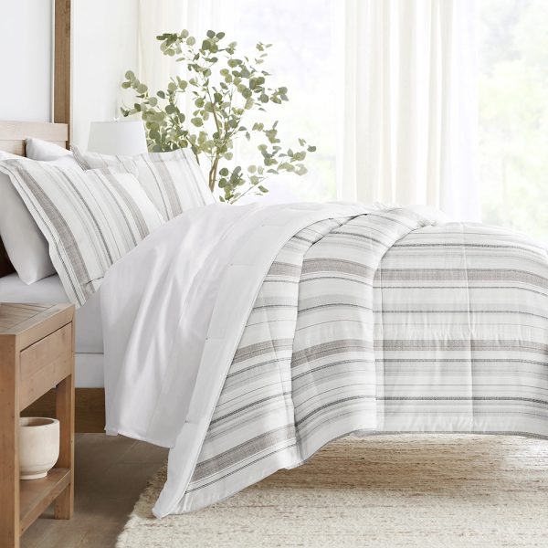 Vertical Stripe Reversible Down-Alternative Comforter Set (Sale) For Discount