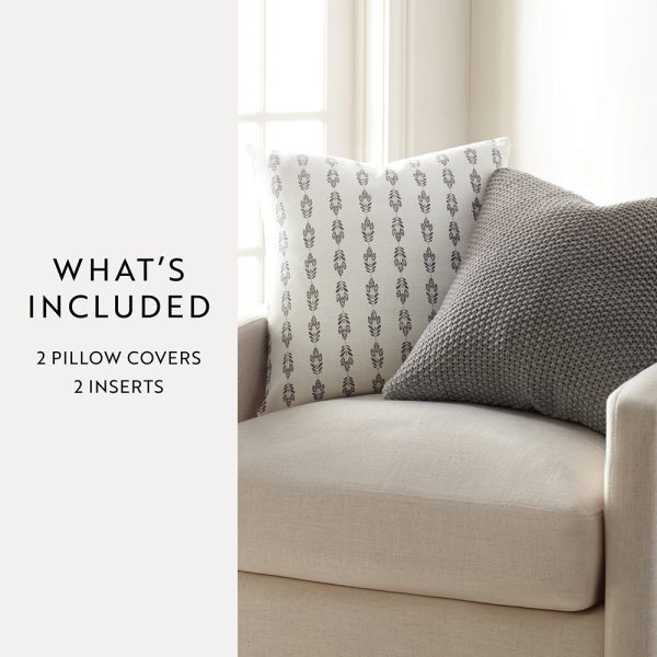 2-Pack Seed Stitch Knit With Folk Leaves Décor Throw Pillows (Sale) For Cheap - Image 3