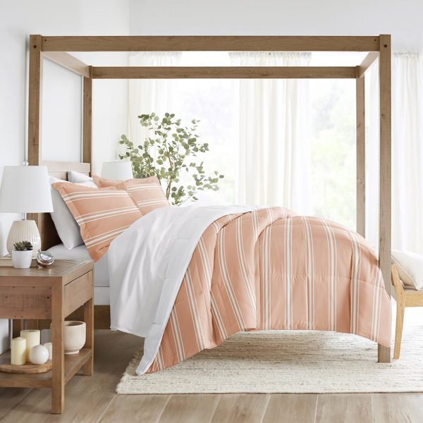 Soft Stripe Reversible Down-Alternative Comforter Set For Sale - Image 5