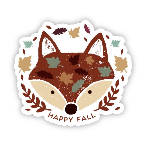 Happy Fall Fox & Leaf Wreath Sticker Hot on Sale